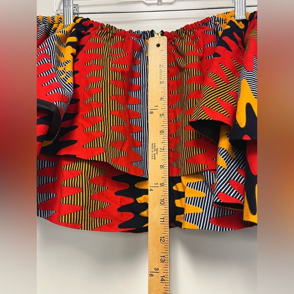 Ofuure Cotton African Print Ruffle Sleeve Crop Top and Short Set Sz. 3X - Picture 13 of 16